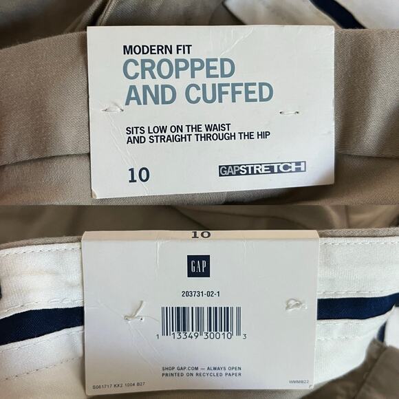 Gap Capris Khaki 10 Modern Fit Cropped Cuffed Stretch New - Picture 7 of 11